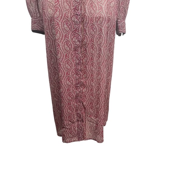 Banana Republic Large Burgundy Paisley Button-Down Midi Ruffle Collar - Picture 10 of 13